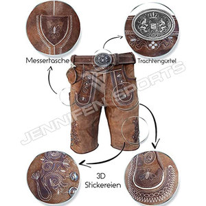 Nouveau design élégant, Lederhosen bavarois pour hommes, en cuir suédé véritable, respirant, short, tenue allemande, vêtements Trachten. - Product Image 2
