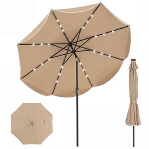 Ombrellone da esterno beige da 3 metri con luci solari a LED (24 LED) per patio e giardino - Product Image 1