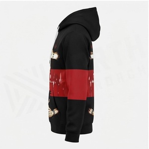 Sudadera con Capucha para Hombre NORTH APPROACH, Diseño Anime, Estampado Negro y Rojo, con Bolsillo, Estilo Casual, Corte Regular, Estilo Otoñal - Product Image 3