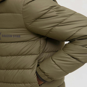Daizen Star Men's Hooded Puffer Jacket Zipper Closure Waterproof Winter Casual Windproof Solid Color Front Logo Canvas Thick - Product Image 4