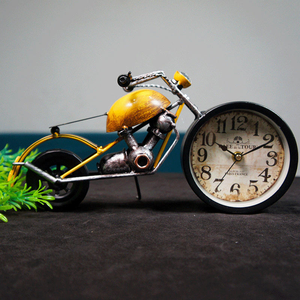 HOME GENIE Metal Motorcycle Table <b>Clock</b> with Antique Finish | Vintage Bike Shaped <b>Desk</b> <b>Clock</b> for Home Office Living Room Decor - Product Image 5