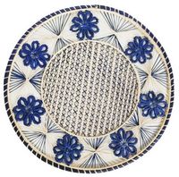 Napperon de table rond artisanal en raphia bleu marine, élégant et rustique, en forme de palmier Iraca, pour la salle à manger