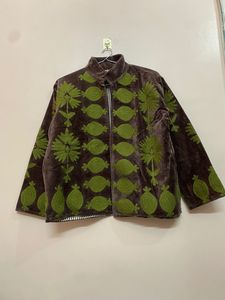 Indian Embroidery <b>Short</b> Boho White Velvet Suzani Embroidered <b>Short</b> <b>Jacket</b> Floral Suzani Bomber Women's <b>Jacket</b> - Product Image 2