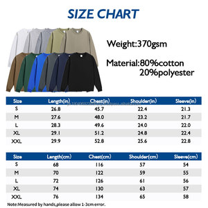 Sudadera de cuello redondo de felpa francesa de peso pesado 370GSM para hombre, jersey con logotipo personalizado, sudadera en blanco de algodón y poliéster Unisex 2XL - Product Image 3