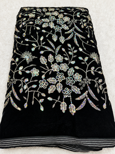 SQ embroidery fabric sequence fabric embroidery fabric beaded tulle fabric lace fabric textile wholesale garment sourcing buyers - Product Image 1