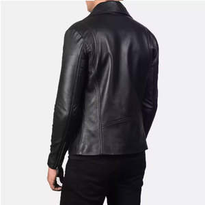 เสื้อแจ็คเก็ตหนัง PU ทรงสลิมฟิตสำหรับผู้ชาย ยี่ห้อ Econex Sports ป้องกันลม สไตล์ลำลอง แต่งหมุด ปกคอพับ ปิดด้วยซิป สีพื้น ทรงปกติ - Product Image 6