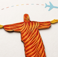 Carte de quilling Christ Rédempteur Rio Brésil Design Cartes de vœux faites à la main Enveloppe Art du papier Cadeau Souvenir Décoration de vacances