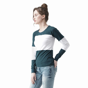 TRENDION APPARELS Camiseta de Manga Larga Personalizada para Mujer, Diseño Color Block, 100% Mezcla de Algodón, Estilo Casual, Ropa Deportiva, Corte Regular - Product Image 3