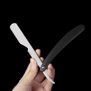 Cuchilla de afeitar plegable con mango de plástico y hoja de acero inoxidable para hombres, uso en barbería, diseño de una sola hoja - Product Image 2