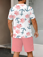 Men's Summer Casual Custom Eco-Friendly High Quality Knitted 100% Polyester Crew Neck T-Shirt Shorts Set Athletic Breathable
