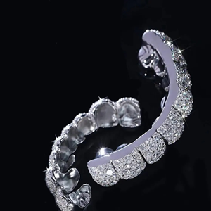 Meilleur prix pour Grillz dentaire personnalisé en argent 925, style Hip Hop, serti de moissanite, certifié IGI, plaqué argent - Product Image 5
