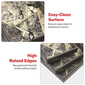 Wooden Tray <b>Sticker</b> Enamel Coated Rectangular Trays Set of 3 Serving Trays Wooden Tray <b>Kitchen</b> for Home and Restaurant Usage - Product Image 6