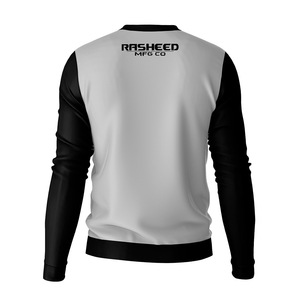 Camiseta de algodón peinado de manga larga con cuello en V, doble capa, lisa, con logotipo personalizado, para hombre, con ribete en contraste, 100% algodón - Product Image 4