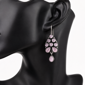 Multi Crystal <b>Earrings</b> | Pear Drop Oxidized <b>Silver</b> <b>Dangles</b> | Geometric Teardrop Statement <b>Earrings</b> for Women - Product Image 5