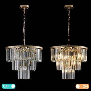 Elegante Lampadario Moderno a 7 Luci da 20 Pollici in Cristallo, Finitura Oro, a 3 Livelli, per Sala da Pranzo e Soggiorno, Lampada a Sospensione Unica in Cristallo - Product Image 5