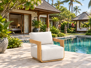 Conjunto de Muebles de Jardín de Madera de Teca, Mesa y Sofá para Patio, con Cojines, para el Borde de la Piscina, Hotel, Villa, Fabricante de Indonesia - Product Image 2