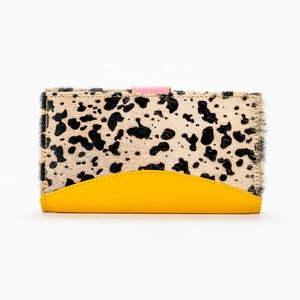 Unisex Genuine Cowhide fur Leather <b>Wallet</b> with Malty Color Card Holder Zipper Closure-Patchwork Design - Product Image 2