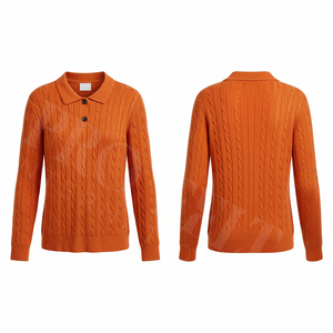 Polo de punto extragrande personalizado de manga larga para hombre, estilo urbano, corte holgado, hombros caídos, moderno, informal y a la moda. - Product Image 2