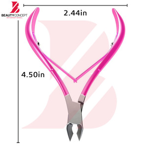 ที่ตัดหนังกำพร้าสีชมพูสดใส ด้ามจับสีชมพูสดใส ทำจากสแตนเลสสตีล พร้อมใบมีดคมสำหรับตัดหนังกำพร้า อุปกรณ์ทำเล็บ - Product Image 2