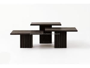Premium Round <b>Dining</b> <b>Table</b> with Ribbed Pedestal Base Solid Wood Core & Oak Veneer Top Mid-Century Modern <b>Dining</b> Furniture OEM - Product Image 4