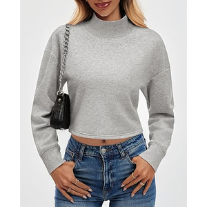 Sweat-shirt oversize pour femme, style décontracté, manches longues, épaules tombantes, col roulé, logo personnalisé sur le devant, hiver - Product Image 3
