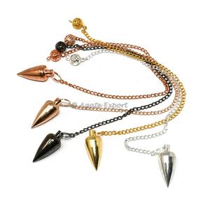 Venta al por mayor de péndulo de curación metálico de cono pequeño chapado en oro forma de gota cobre Dowser tipo de cristal para la venta de joyas a granel - Product Image 1