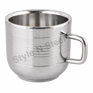 Stainless Steel Tea <b>Sets</b> Tea Pot and <b>Cup</b> <b>Set</b> Double Wall Coffee <b>Cup</b> <b>Set</b> of Pcs With Hammering Design Classic Double Wall - Product Image 1