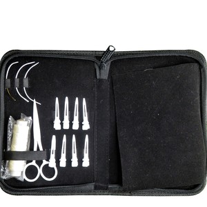 High Quality Hair Extension Kit <b>Set</b> with White Stainless Steel <b>Pliers</b> Gold Loop Needle Weaving Needles and Sectioning Clips - Product Image 5