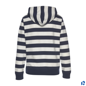 เสื้อฮู้ดดี้ผู้ชายลายทางสีแดงขาว คุณภาพพรีเมียม ทรงโอเวอร์ไซส์ แฟชั่นฤดูใบไม้ร่วง ผ้าฝ้าย 100% รับผลิตตามแบบ ODM ขายส่ง MOQ ต่ำ - Product Image 5