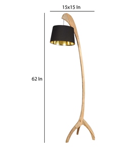 Lampe sur pied trépied de luxe en métal noir et tissu avec base en bois, OEM ODM, faible MOQ, prix d'usine, vente en gros, approvisionnement en vrac - Product Image 5