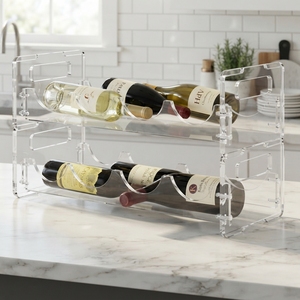 Acrylic Modern Tiered Wine <b>Display</b> Stand Clear Wine Bottle Holder Countertop Retail Bar Hotel Restaurant <b>Display</b> Rack Custom - Product Image 2