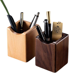 Wood Pen Holder Promotional Pen Accessories Holder <b>Rustic</b> Wood Crafts 2 Pieces <b>Desk</b> Pencil Holder Stand Multifunctional - Product Image 3