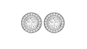 Minimalist Halo Round Cut Lab Grown Diamond 14k 18k Solid <b>Gold</b> Earring <b>Tops</b> For Gift Party Anniversary Everyday Wear Jewelry - Product Image 2