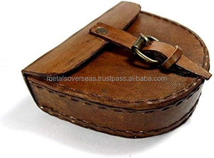 Thủ công rắn brass Túi la bàn với da chính hãng trường hợp bảo vệ và bản lề nắp cho cuộc phiêu lưu ngoài trời và backpacking - Product Image 4