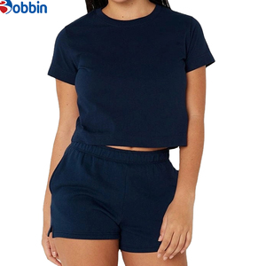 Conjunto Deportivo de 2 Piezas para Mujer, Estilo Hip Hop con Logotipo Personalizado, Verano, Manga Corta, 100% Algodón, Transpirable, Secado Rápido, Ecológico - Product Image 1