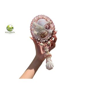 Handheld <b>Mirror</b> Shell Pearl Decorated Desktop <b>Makeup</b> <b>Mirror</b> Single Side - Product Image 5