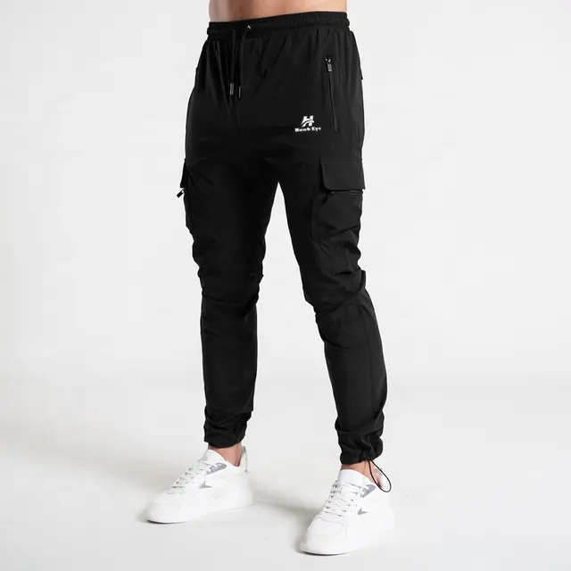 Pantalon cargo de couleur noire à six poches pour hommes par Hawk Eye Sports ( PayPal Verified)