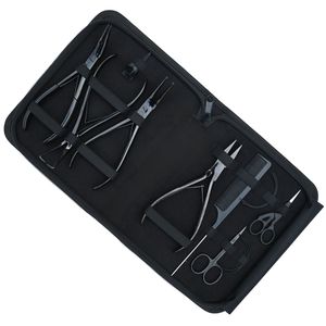 Kit d'outils pour extensions capillaires : Pince à micro-perles ouvrante/fermante, Pince à sertir, Peigne à queue, Mini-ciseaux, Aiguille courbée, Doigtier de séparation - Product Image 1