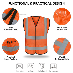 Chaleco de alta seguridad con cinta reflectante en colores neón brillantes para seguridad en sitios de trabajo industrial, equipo de protección para empleados de almacén - Product Image 2