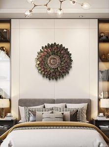 Decoración de Pared de Metal Rústico con Diseño de Girasol, Adorno Circular Floral Hecho a Mano - Product Image 4