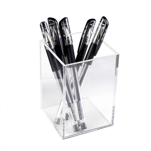 Acrylic Pen Holder Modern Eco-Friendly <b>Rotating</b> Transparent Acrylic Square Pen Holder At Lowest Price - Product Image 4