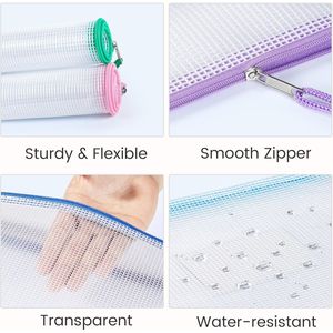 Confezione da 24 Buste a Rete A4 con Etichette Adesive, Robuste Cartelle Formato Letter per Organizzazione Giochi da Tavolo, Puzzle, Giocattoli, Buste con Cerniera in Rete - Product Image 3