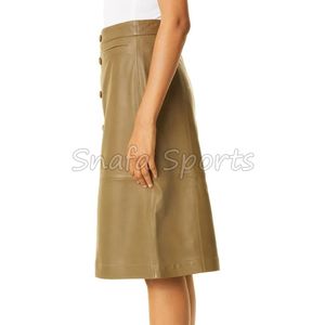 Think 2026 Falda Larga de Cuero PU de Cintura Alta, Elegante, Estilo Urbano, Talla Grande, Maxi, Ajustada, Plisada, para Mujer - Product Image 4