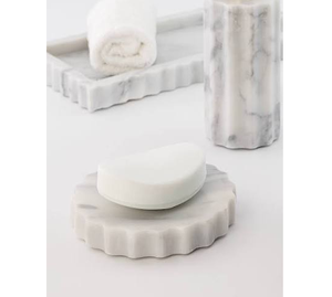 Plateau à savon en marbre, support à savon rond au design minimaliste, facile à nettoyer, pour la salle de bain - Product Image 1