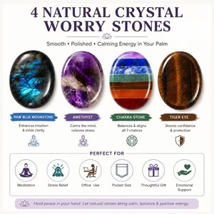 Lot de Pierres de Méditation Polies en Cristal Naturel : Labradorite, Améthyste, 7 Chakras, Œil de Tigre – Vente en Gros, Cadeau de Méditation - Product Image 4