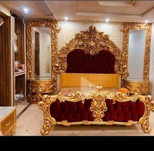 Maharaja Style Havelly Style Wooden Bedroom <b>Set</b> Hand Carved Solid Wood Bedroom Furniture <b>Set</b> Antique Design For Home Villa - Product Image 6