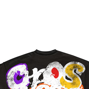 Oversized <b>Men's</b> Black T-Shirt With Dripping Letter Print Back Logo Streetwear Style Short Sleeve O-Neck Jersey Fit - Product Image 3