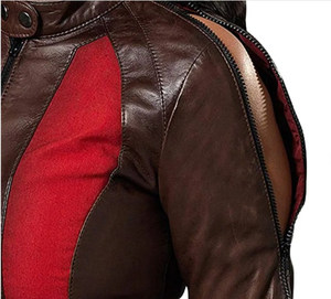 Vestes en cuir pour femmes de haute qualité, style zippé, couleur marron, avec votre propre logo. - Product Image 5