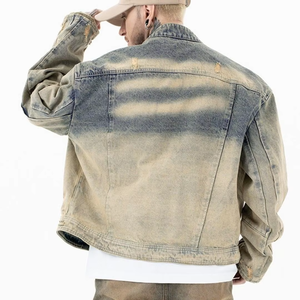 ผู้ผลิตเสื้อผ้าคุณภาพสูง แจ็คเก็ตวินเทจหนานุ่มสำหรับผู้ชาย แจ็คเก็ตยีนส์ลำลองแบบซิปสำหรับผู้ชาย - Product Image 2