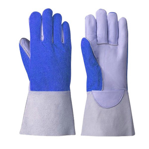 Industrial Safety Cowhide Grain & Split Leather Gloves for TIG Welding Heavy Duty Firefighting Construction Hand <b>Arm</b> Protection - Product Image 5
